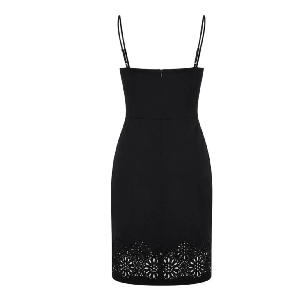 Banana Republic Black Laser Cut Floral Hem Sheath‎ Dress Size 6